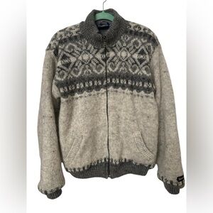 Icewear Men’s New Wool Vintage Nordic Zippered Cardigan Chunky Sweater XL Lined